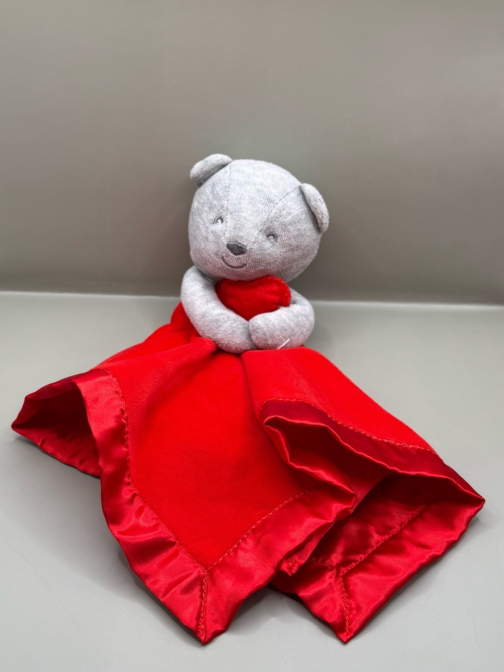 Carter's Valentines Red Bear Baby Lovey Soother Blanket Lovey Red Satin Trim